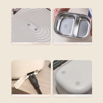 Electric Lunch Box 1L - Stainless Steel Food Warmer with EU/US Plug for School & Office - 220V/110V Thermostatic Heater 18W