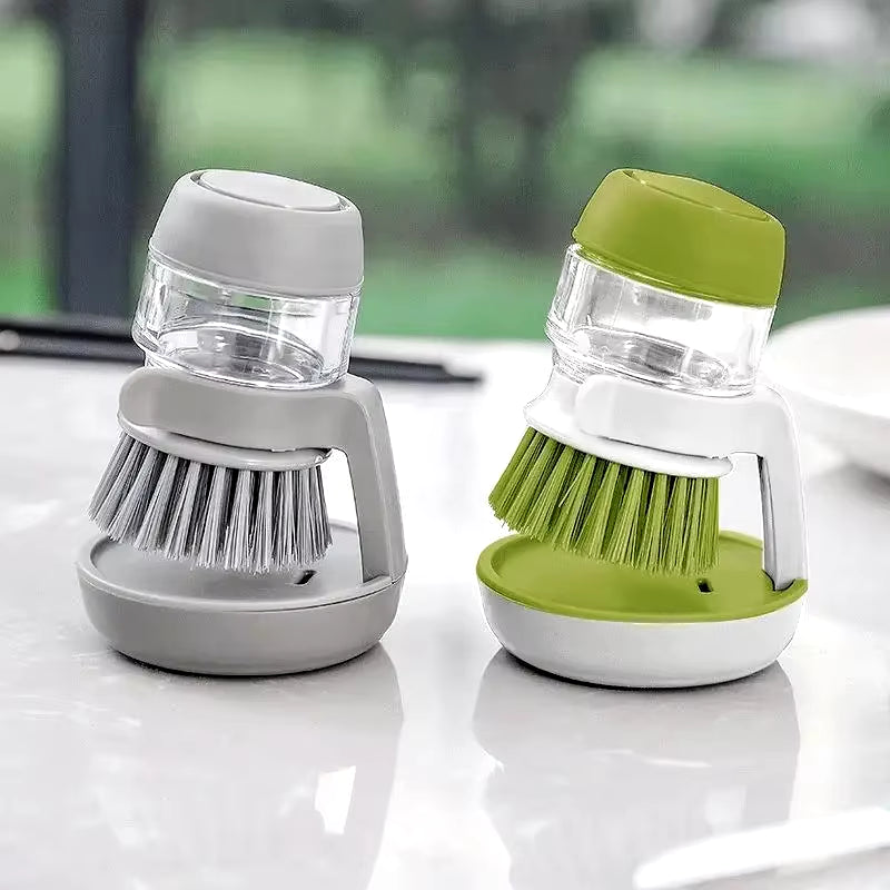 Multi-Use Soap Dispensing Dish Brush with Tray - Effortless Cleaning for Your Kitchen