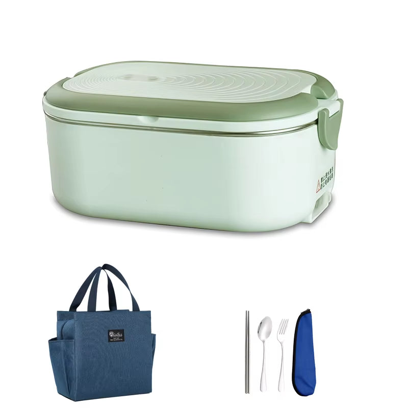 Electric Lunch Box 1L - Stainless Steel Food Warmer with EU/US Plug for School & Office - 220V/110V Thermostatic Heater 18W