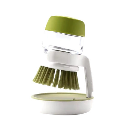 Multi-Use Soap Dispensing Dish Brush with Tray - Effortless Cleaning for Your Kitchen
