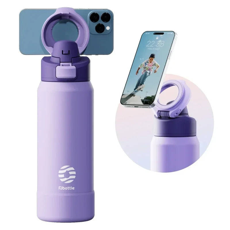 Ultimate 710/950ML Stainless Steel Sports Water Bottle with Magnetic Phone Holder & Insulated Bouncing Cover Thermos