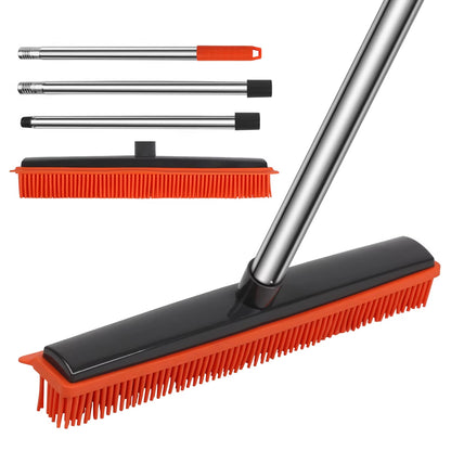 Revolutionary Push Silicone Broom - Scratch-Free Rubber Bristles for Effortless Pet Hair Removal on Floors, Carpets, Tiles, and Windows!