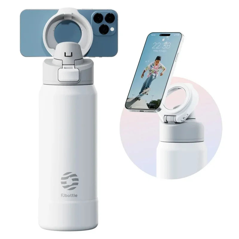 Ultimate 710/950ML Stainless Steel Sports Water Bottle with Magnetic Phone Holder & Insulated Bouncing Cover Thermos