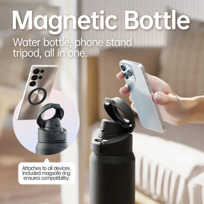 Ultimate 710/950ML Stainless Steel Sports Water Bottle with Magnetic Phone Holder & Insulated Bouncing Cover Thermos