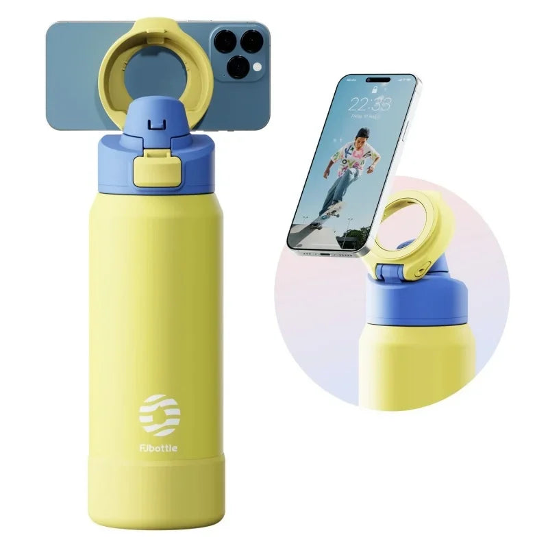 Ultimate 710/950ML Stainless Steel Sports Water Bottle with Magnetic Phone Holder & Insulated Bouncing Cover Thermos
