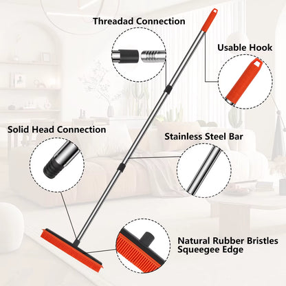 Revolutionary Push Silicone Broom - Scratch-Free Rubber Bristles for Effortless Pet Hair Removal on Floors, Carpets, Tiles, and Windows!