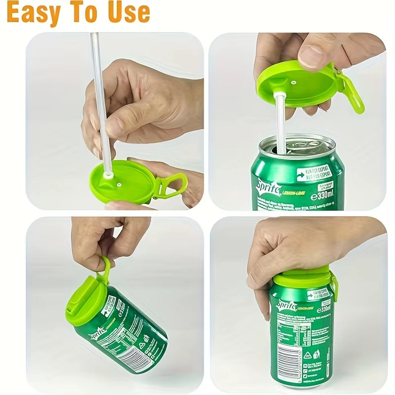 Eco-Friendly Reusable Soft Drink Can Lid with Straw - Perfect for Beverages, Juices, and Sodas!