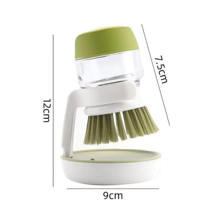 Multi-Use Soap Dispensing Dish Brush with Tray - Effortless Cleaning for Your Kitchen