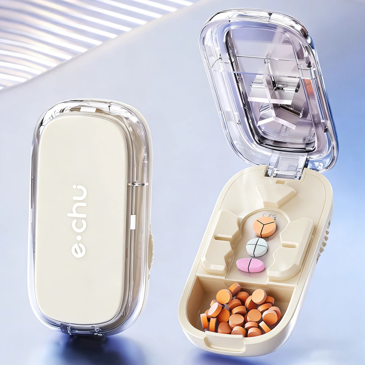 Precision Pill Splitter & Divider - Effortlessly Cut Pills into Halves, Thirds, and Quarters
