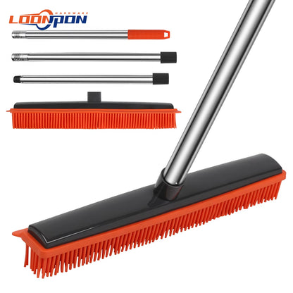 Revolutionary Push Silicone Broom - Scratch-Free Rubber Bristles for Effortless Pet Hair Removal on Floors, Carpets, Tiles, and Windows!