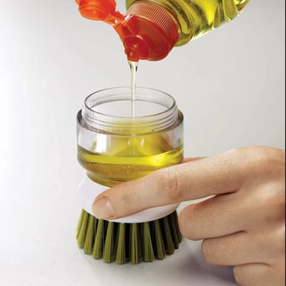 Multi-Use Soap Dispensing Dish Brush with Tray - Effortless Cleaning for Your Kitchen