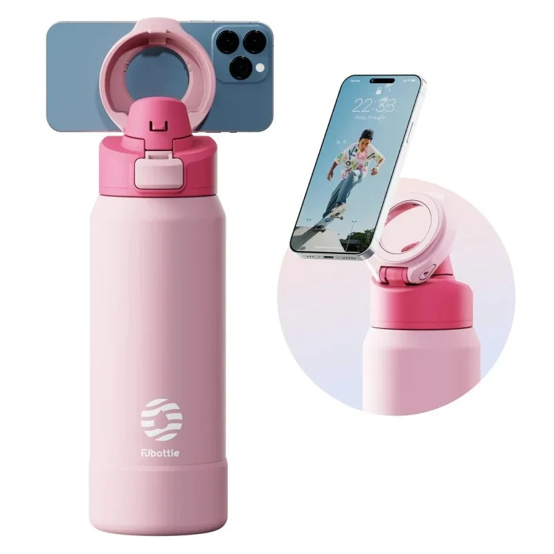 Ultimate 710/950ML Stainless Steel Sports Water Bottle with Magnetic Phone Holder & Insulated Bouncing Cover Thermos