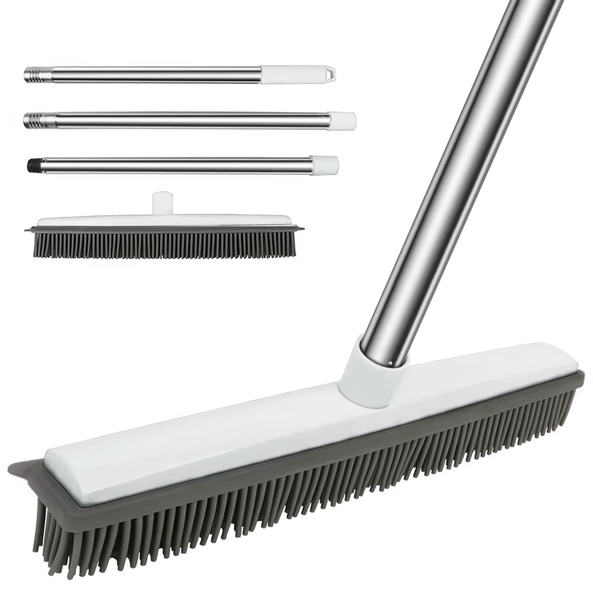 Revolutionary Push Silicone Broom - Scratch-Free Rubber Bristles for Effortless Pet Hair Removal on Floors, Carpets, Tiles, and Windows!