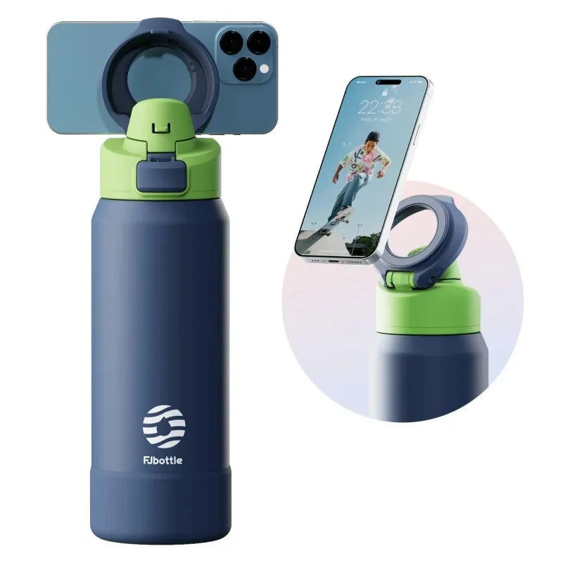 Ultimate 710/950ML Stainless Steel Sports Water Bottle with Magnetic Phone Holder & Insulated Bouncing Cover Thermos