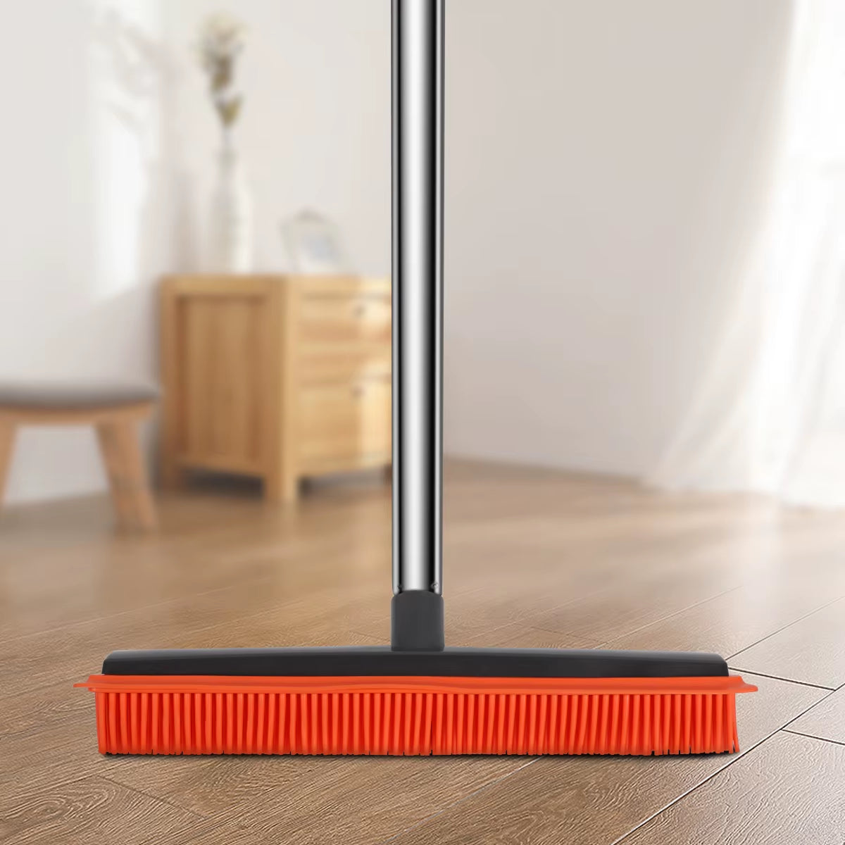 Revolutionary Push Silicone Broom - Scratch-Free Rubber Bristles for Effortless Pet Hair Removal on Floors, Carpets, Tiles, and Windows!
